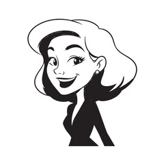 Beautiful Woman in Formal Dress Black and White Illustration Vector Art Design