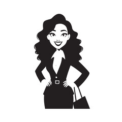 Beautiful Woman in Formal Dress Black and White Illustration Vector Art Design