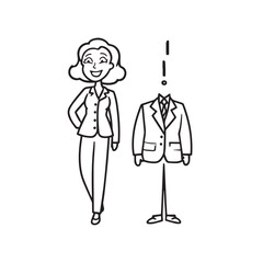 Beautiful Woman in Formal Dress Black and White Illustration Vector Art Design