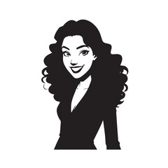 Beautiful Woman in Formal Dress Black and White Illustration Vector Art Design