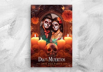 Dia De Los Muertos Flyer Template for Day of The Dead & Mexican Party Events