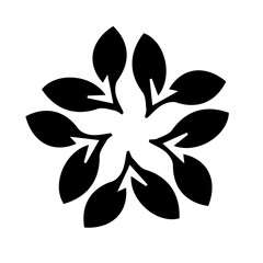 mandala leaf flowing lines black and white