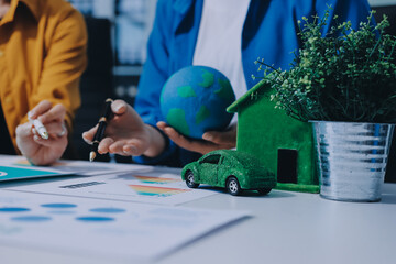 Businessman talks ESG environmental social governance policy for modish business.