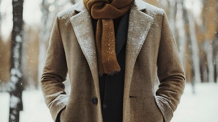 Classic Wool Coat with Scarf – Stylish Winter Day Outfit