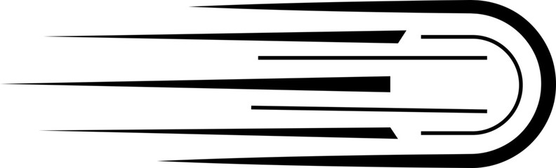 Single speed line black vector icon, fast motion effect element, dynamic streak acceleration graphic shape illustration. Speed action symbol. Superhero sign. Speed improvement chart boost power.