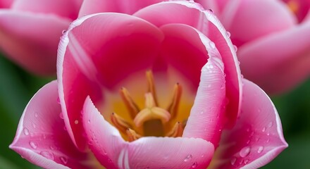 Close Up Pink Tulip Blossom.