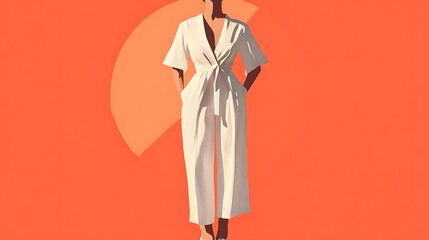 Minimalistic Illustration of a Chic Jumpsuit – Modern Fashion Design