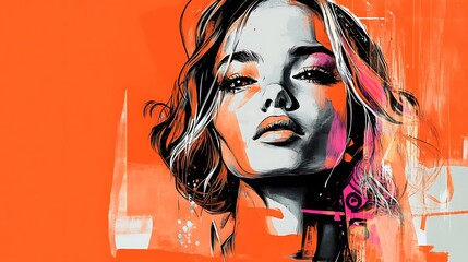 Graffiti Portrait of a Woman with Modern Abstract Style – Urban Art Illustration