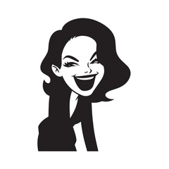 Beautiful Woman in Formal Dress Black and White Illustration Vector Art Design