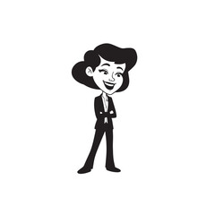 Beautiful Woman in Formal Dress Black and White Illustration Vector Art Design