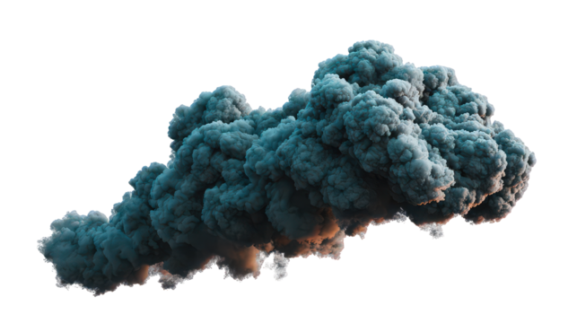 Abstract Teal Smoke Cloud on Black Background