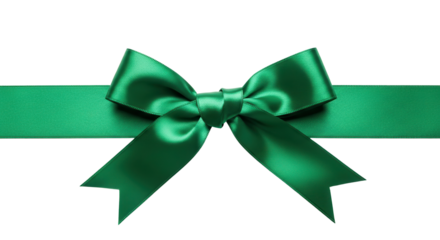 Elegant emerald green ribbon bow isolated PNG with Transparent Background