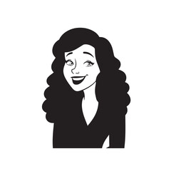 Beautiful Woman in Formal Dress Black and White Illustration Vector Art Design