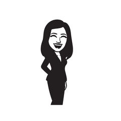 Beautiful Woman in Formal Dress Black and White Illustration Vector Art Design