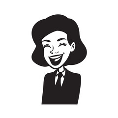 Beautiful Woman in Formal Dress Black and White Illustration Vector Art Design