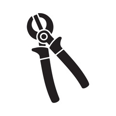 Solid cable cutter tool icon isolated on white background