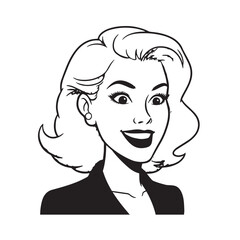 Beautiful Woman in Formal Dress Black and White Illustration Vector Art Design