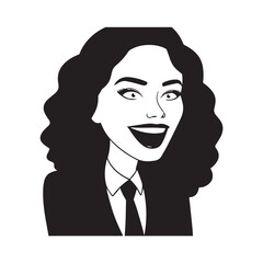 Beautiful Woman in Formal Dress Black and White Illustration Vector Art Design