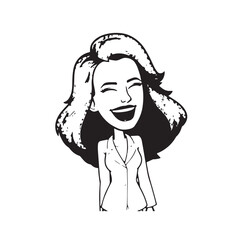 Beautiful Woman in Formal Dress Black and White Illustration Vector Art Design