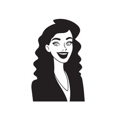 Beautiful Woman in Formal Dress Black and White Illustration Vector Art Design