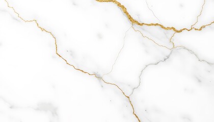 Elegant white marble surface with striking gold vein details present