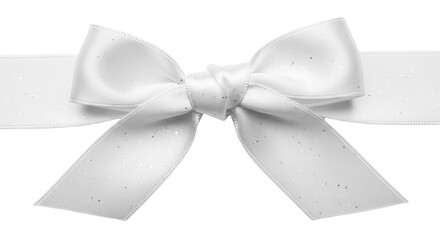 Naklejka premium Elegant white ribbon bow for gift wrapping and decoration isolated PNG with Transparent Background