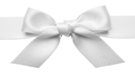 Elegant white ribbon bow for gift wrapping and decoration isolated PNG with Transparent Background