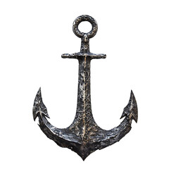 Anchor in time: A detailed, weathered anchor stands as a symbol of stability and history, showcasing the strength of the sea and time's enduring touch, isolated on transparent background