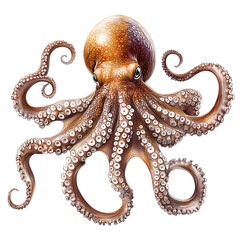 Octopus, isolated on a transparent background with artistic design and decorative symbol style