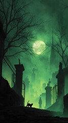 Mysterious fog enveloping an autumn forest with golden leaves