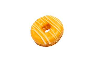 Yellow donut with mango flavor isolated on white background