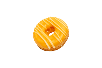 Yellow donut with mango flavor isolated on white background