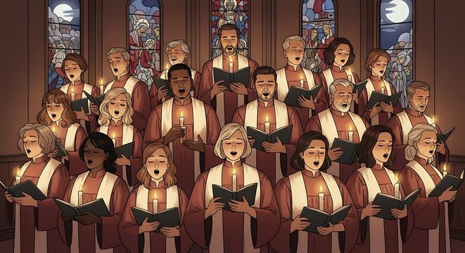 Choir Sings in Church.