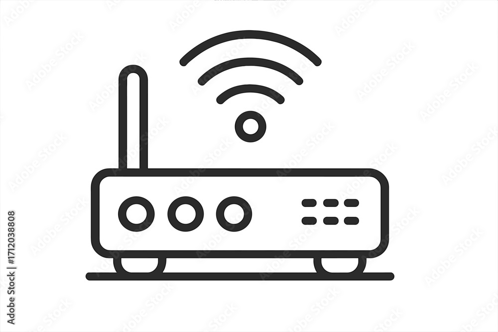 Aufkleber wi-fi router line icon. internet connection symbol. wireless network technology concept. broadband m