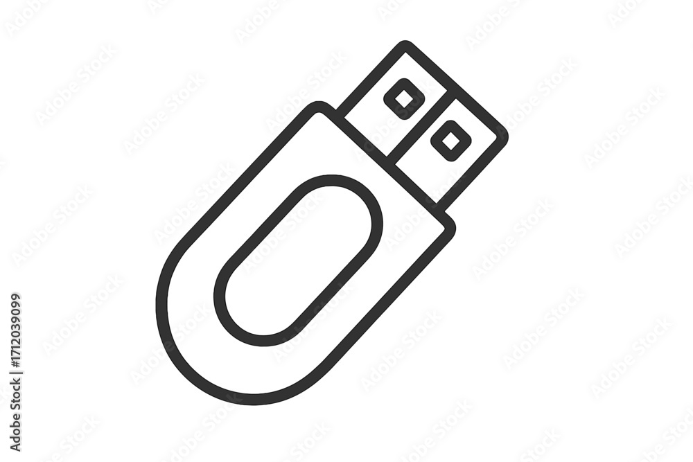 Poster usb flash drive line icon. pen drive vector illustration. memory stick outline symbol. digital data 