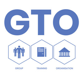GTO - Group Training Organisation acronym. business concept background. vector illustration concept with keywords and icons. lettering illustration with icons for web banner, flyer, landing page