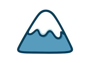 Mountain snow cap icon. Flat vector cartoon symbol for travel, nature, or winter themes. Simple peak illustration for logo design, web graphics, and adventure concepts.