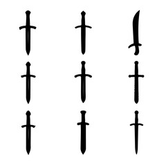 set of swords knife weapon vector logo icon