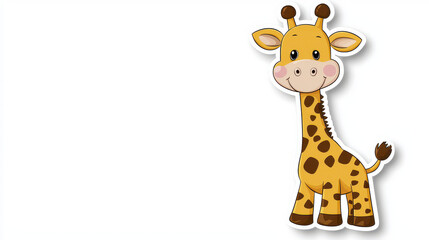 Cute cartoon giraffe with big eyes and friendly smile, perfect for children designs and educational materials