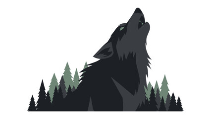 Lone Wolf's Howl at Sunset: The majestic silhouette of a solitary wolf lifts its head, giving a haunting howl into the vast expanse, in this illustration of wild nature © Ajhar234