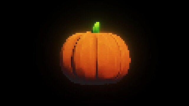 8-Bit Pixel Pumpkin Animation - Halloween Seasonal Art 4K