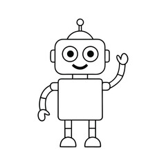 cute robot character mascot waving hello vector