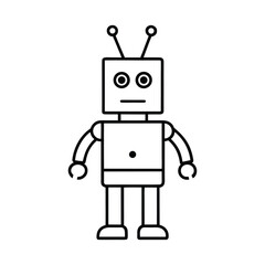cartoon robot with antennas outline kid friendly.