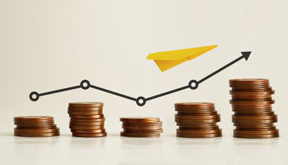 Profitable investment and successful career takeoff as business concept. Profit margin