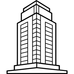 Skyscraper Office Tower line art vector