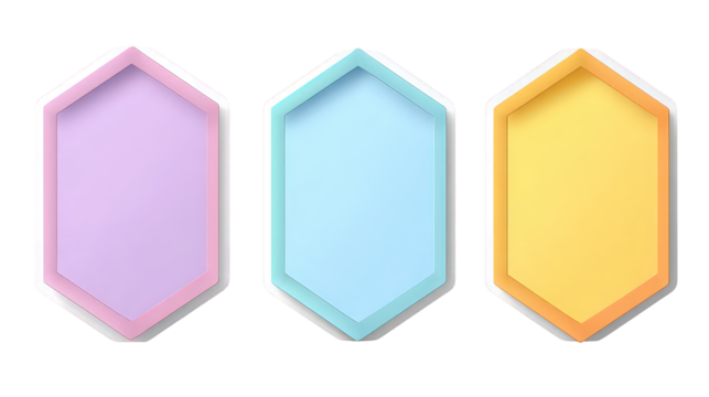 Three Pastel Hexagon Frames