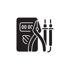 Battery with Jumper Cables Silhouette Vector Icon &ndash; Automotive Equipment