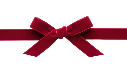 Red velvet ribbon bow for decoration isolated PNG with Transparent Background