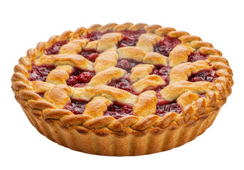 Isolated berry pie with lattice crust, traditional homemade dessert, baked sweet pastry