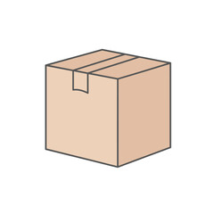 Simple vector illustration of a sealed cardboard box.